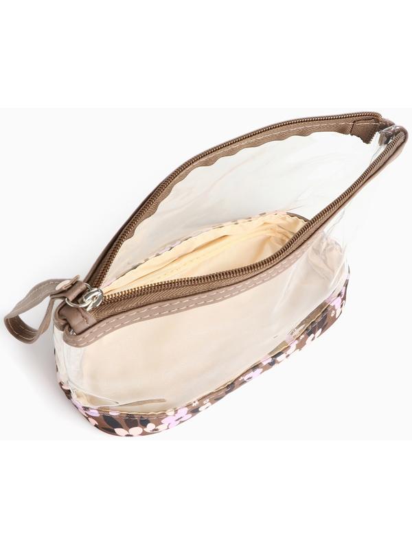 Набор простых косметичек на молниях 2 в 1, с принтом «Полевые цветы», коричневый