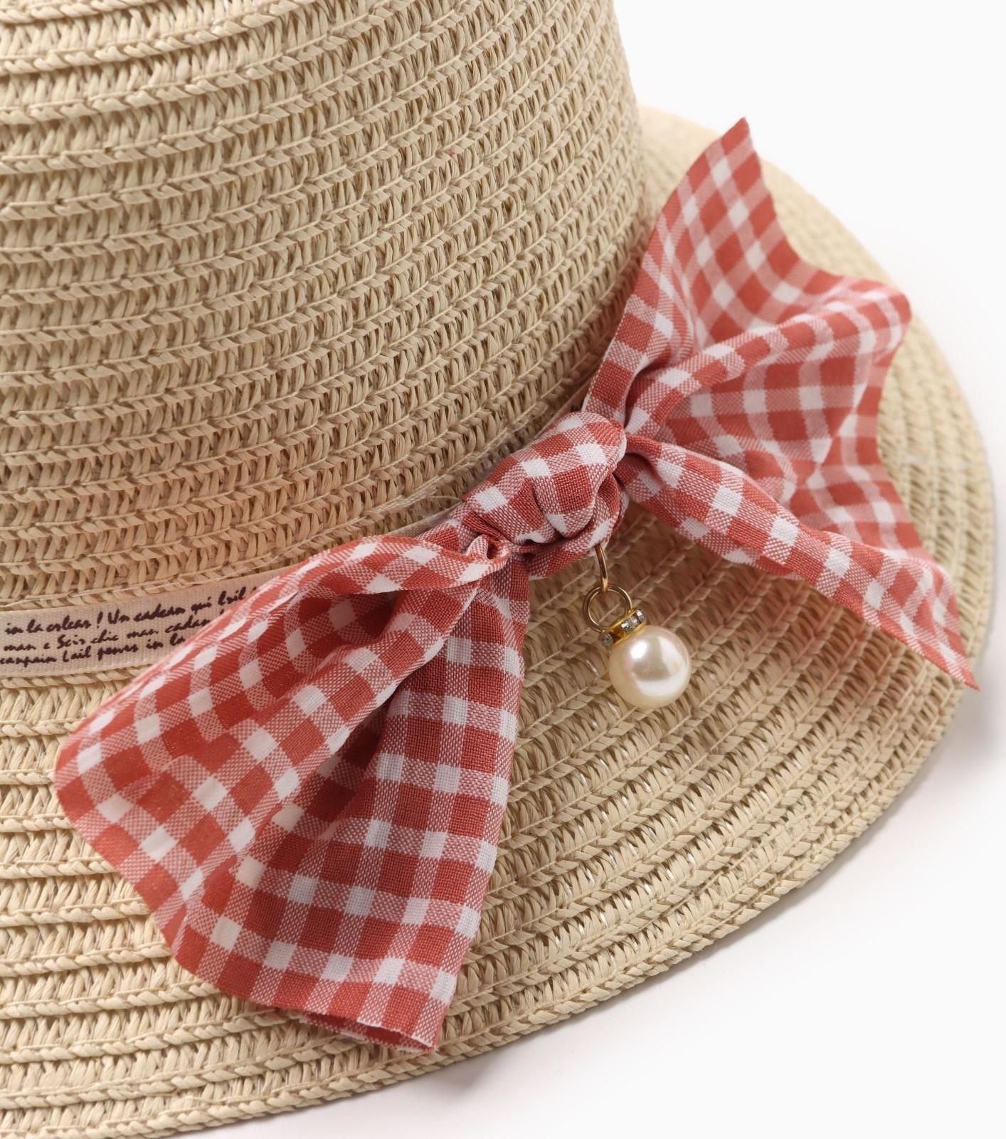 Шляпа для девочки MINAKU с бантом, цвет бежевый, р-р 52