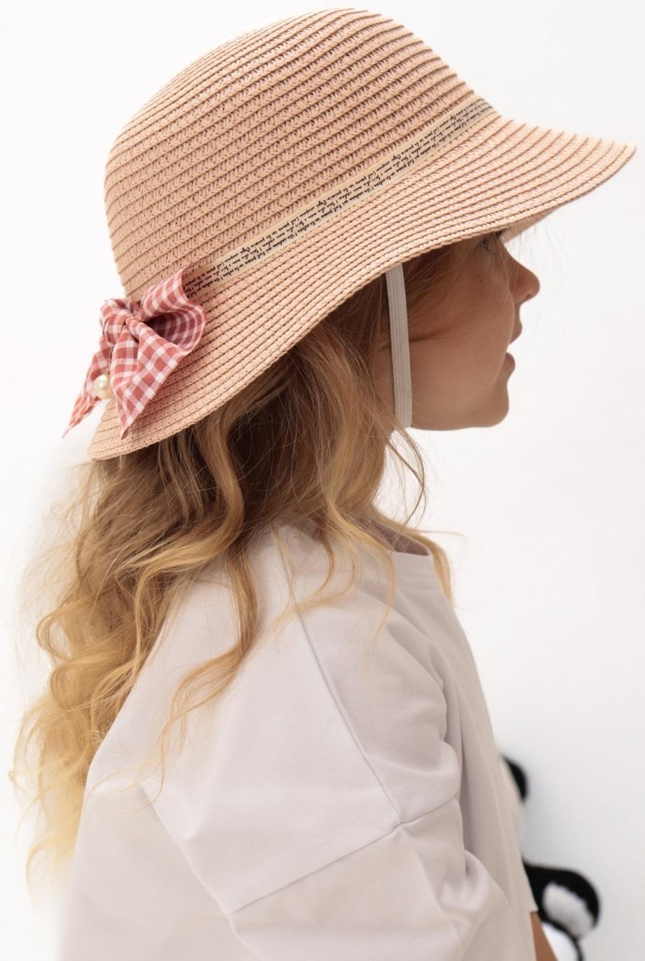 Шляпа для девочки MINAKU с бантом, цвет розовый, р-р 52