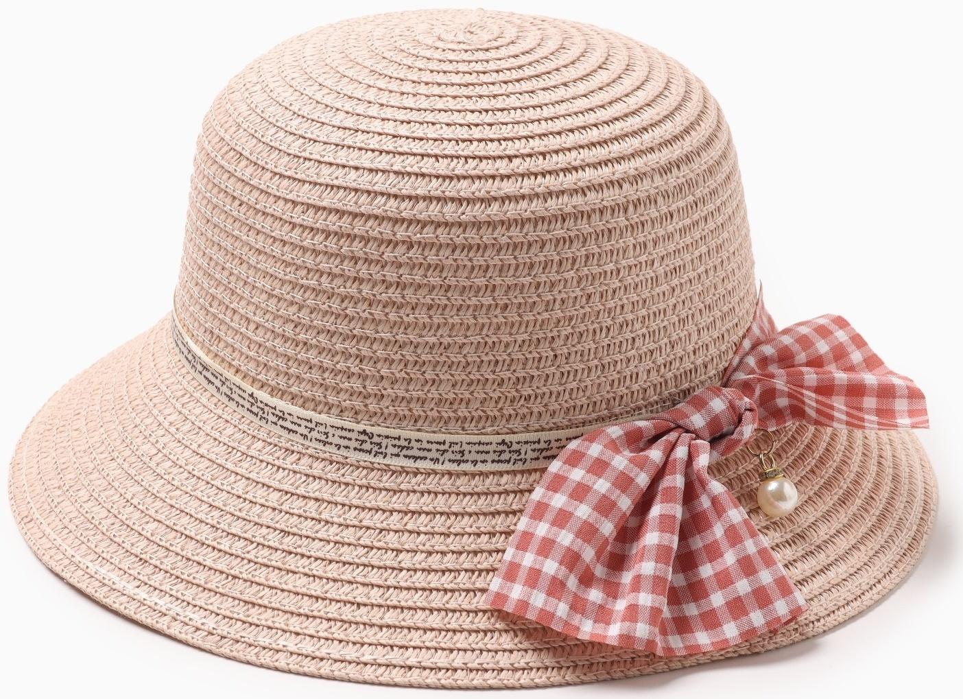 Шляпа для девочки MINAKU с бантом, цвет розовый, р-р 52