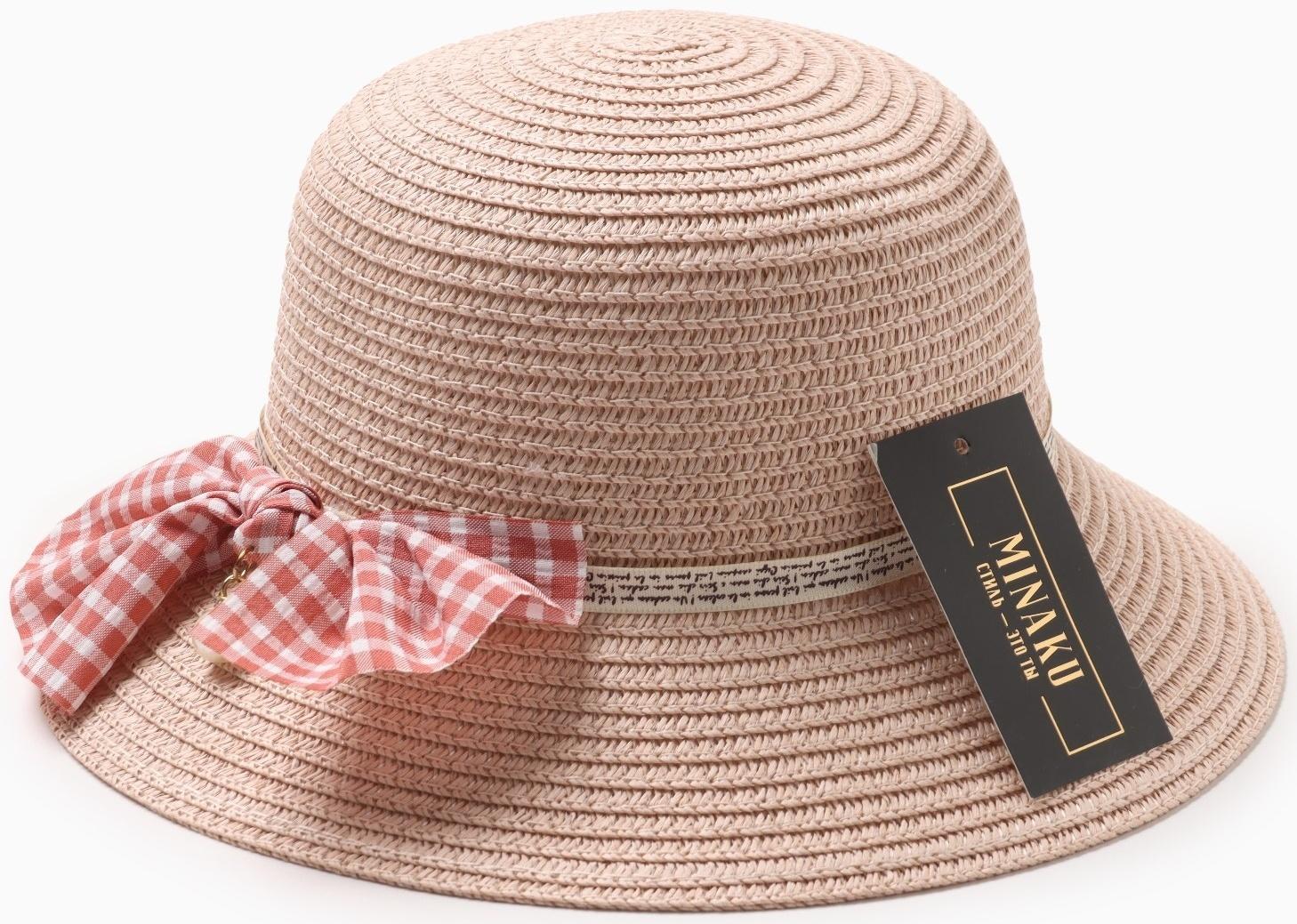 Шляпа для девочки MINAKU с бантом, цвет розовый, р-р 52