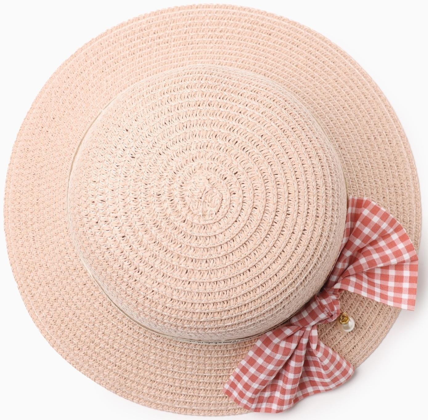 Шляпа для девочки MINAKU с бантом, цвет розовый, р-р 52