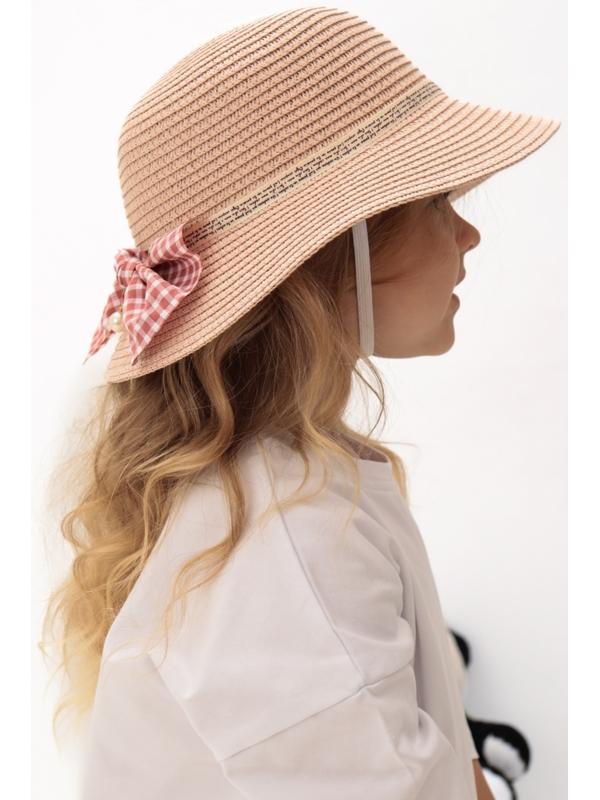 Шляпа для девочки MINAKU с бантом, цвет розовый, р-р 52