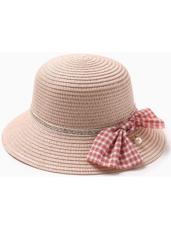 Шляпа для девочки MINAKU с бантом, цвет розовый, р-р 52