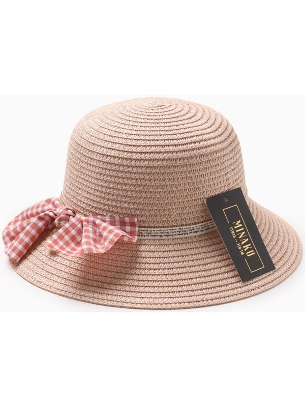 Шляпа для девочки MINAKU с бантом, цвет розовый, р-р 52