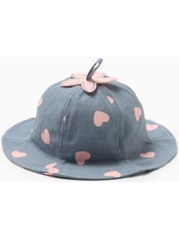 Панама для девочки MINAKU с сердечками, цвет синий, р-р 48