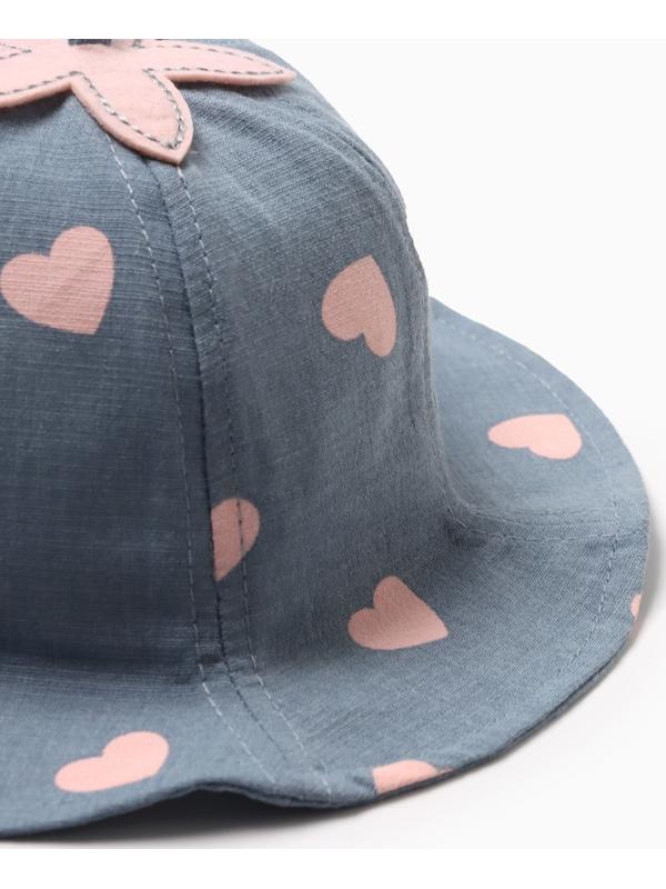 Панама для девочки MINAKU с сердечками, цвет синий, р-р 48