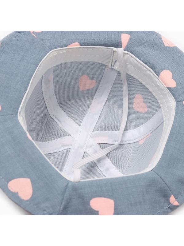 Панама для девочки MINAKU с сердечками, цвет синий, р-р 48