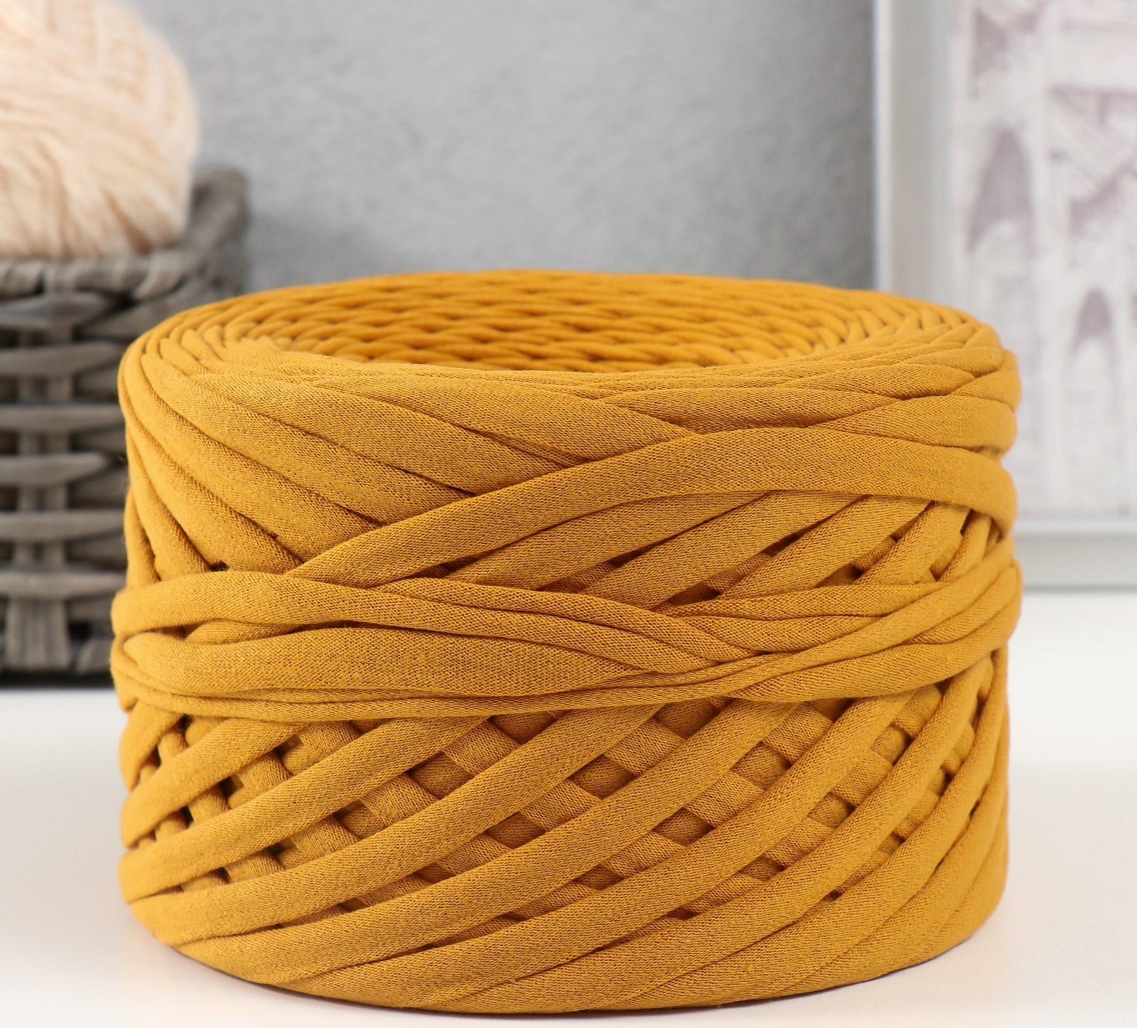 Трикотажная пряжа, ширина 7-9 мм, 100м/295 гр±10% (18 - горчица)