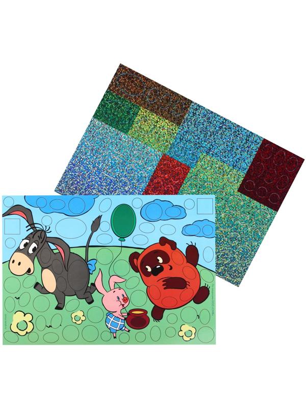 Аппликация форменными стикерами «Винни-Пух», набор для творчества, стикерная мозаика