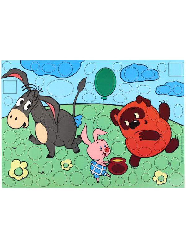 Аппликация форменными стикерами «Винни-Пух», набор для творчества, стикерная мозаика