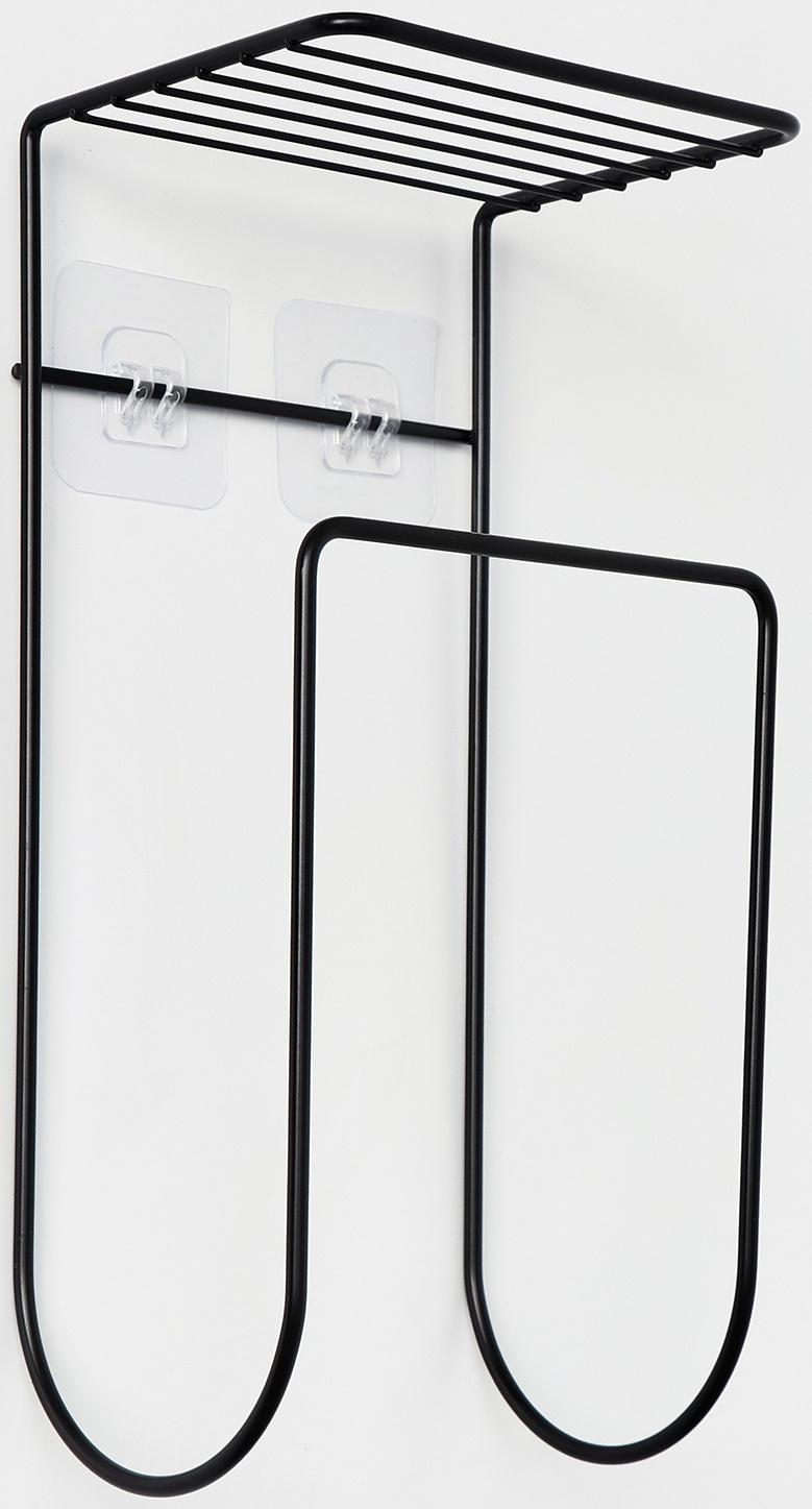 Держатель для полотенец с полкой, 15,5×12,5×33,5 см, черный