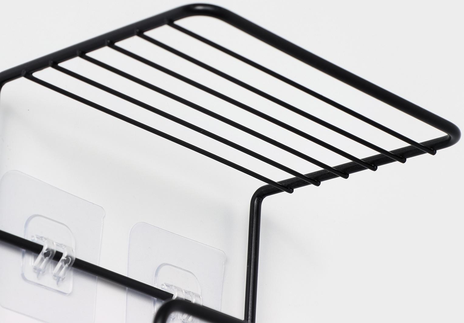 Держатель для полотенец с полкой, 15,5×12,5×33,5 см, черный