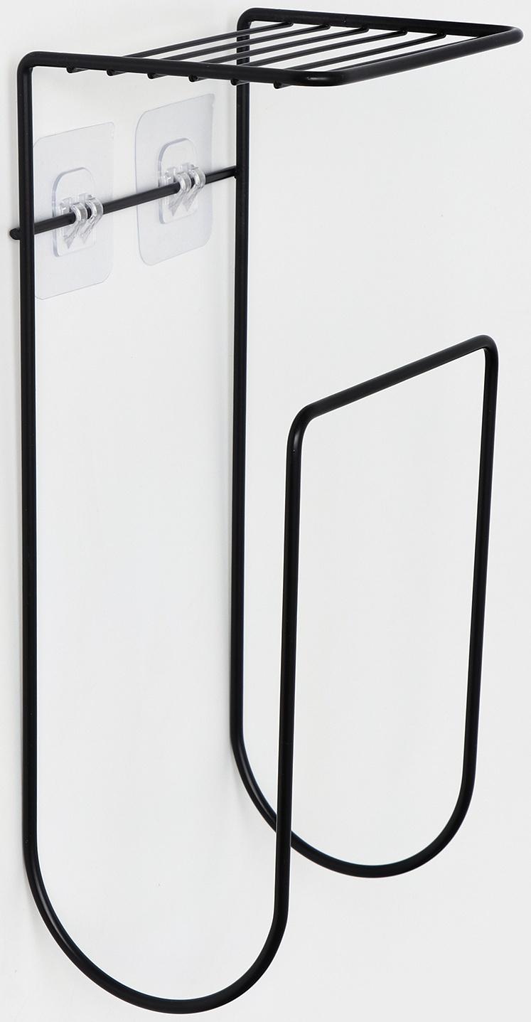 Держатель для полотенец с полкой, 15,5×12,5×33,5 см, черный