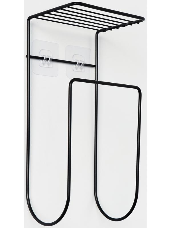 Держатель для полотенец с полкой, 15,5×12,5×33,5 см, черный