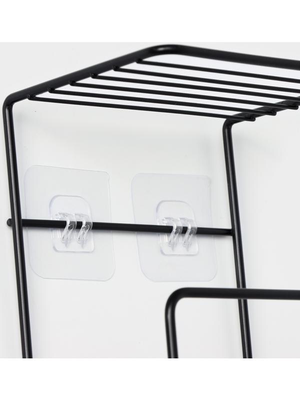 Держатель для полотенец с полкой, 15,5×12,5×33,5 см, черный