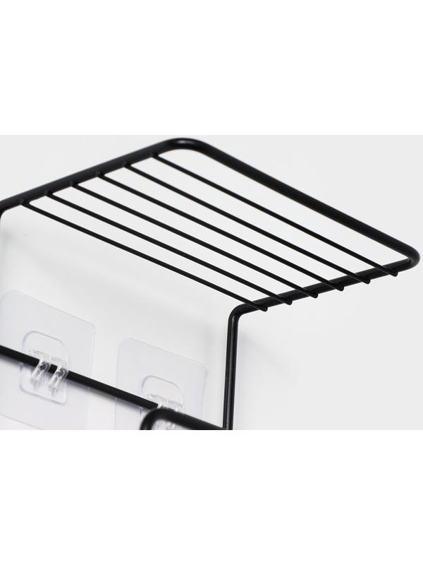 Держатель для полотенец с полкой, 15,5×12,5×33,5 см, черный