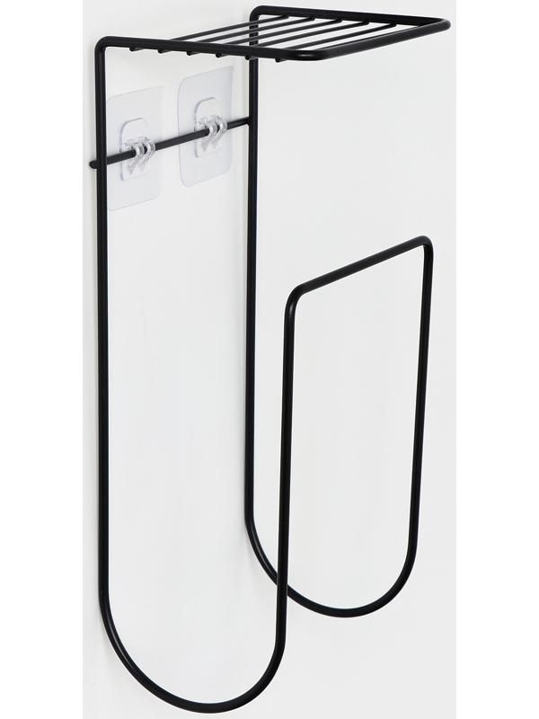 Держатель для полотенец с полкой, 15,5×12,5×33,5 см, черный