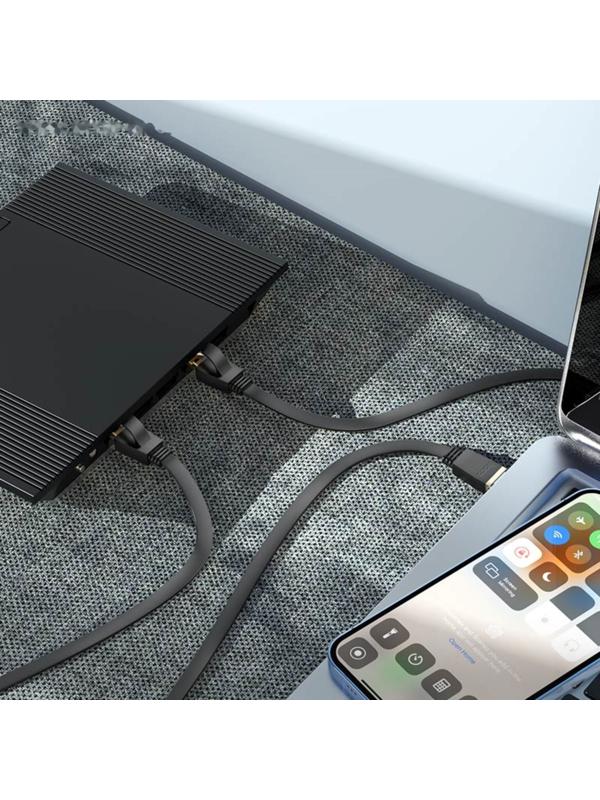 Патч-корд Hoco US07 Gigabit Ethernet, UTP 6е кат., RJ-45(m)-RJ-45(m), 3 м, чёрный