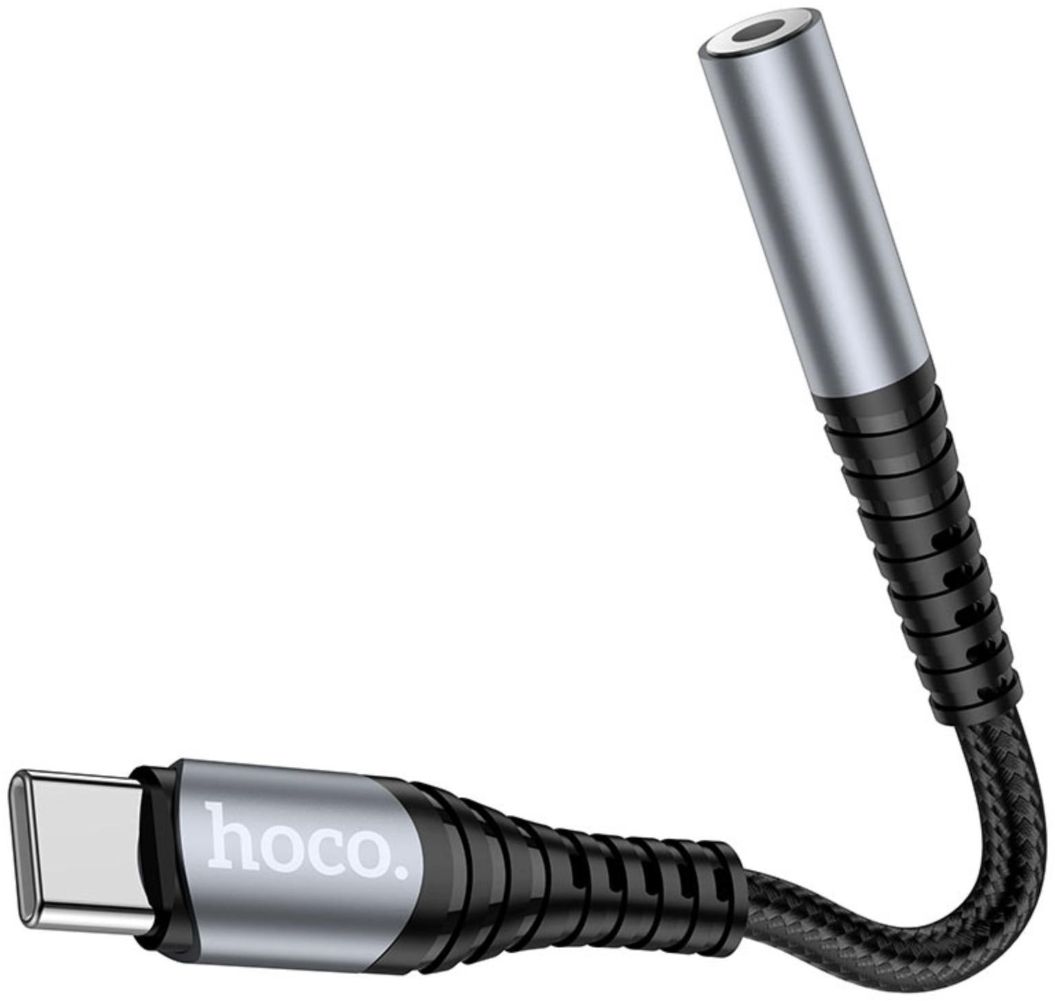 Адаптер Hoco LS33, Type-C (m) - jack 3.5mm (f), 12 см, серый