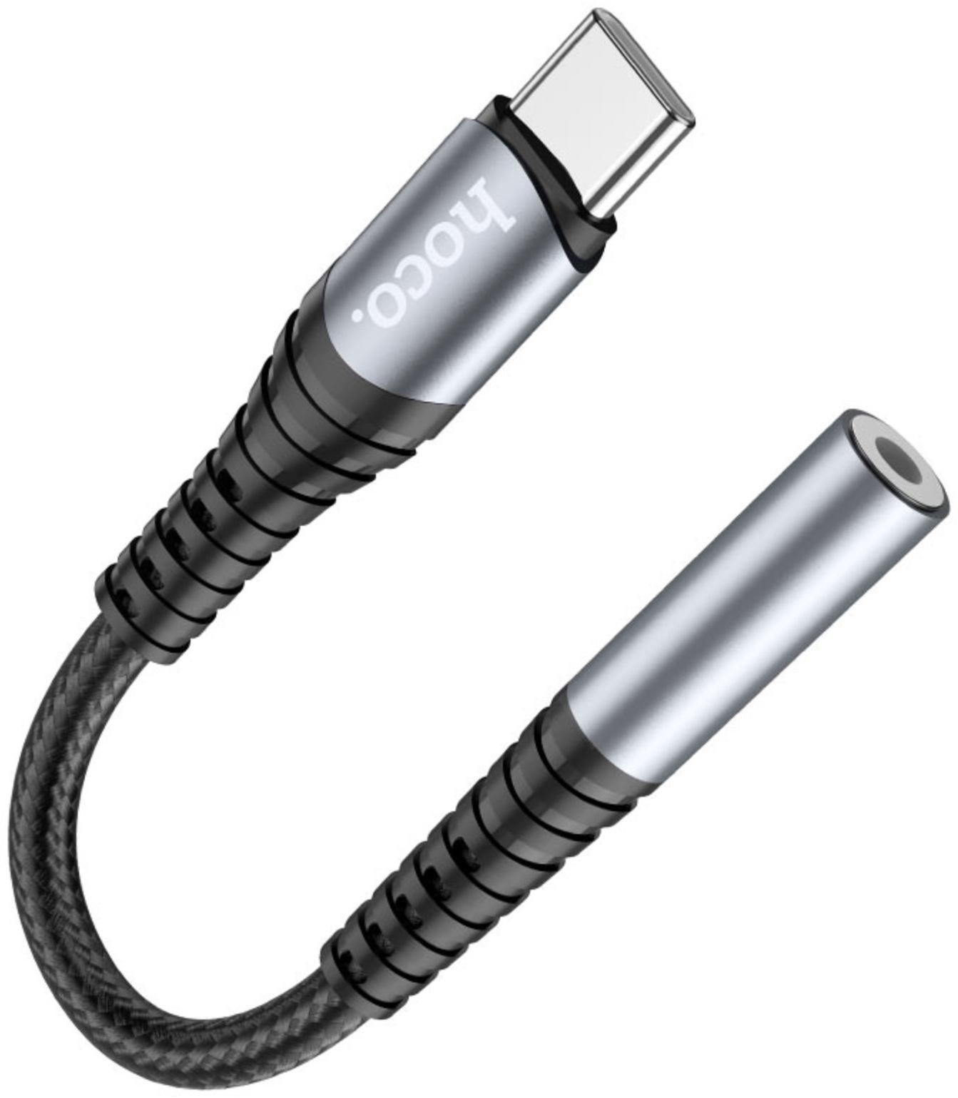 Адаптер Hoco LS33, Type-C (m) - jack 3.5mm (f), 12 см, серый