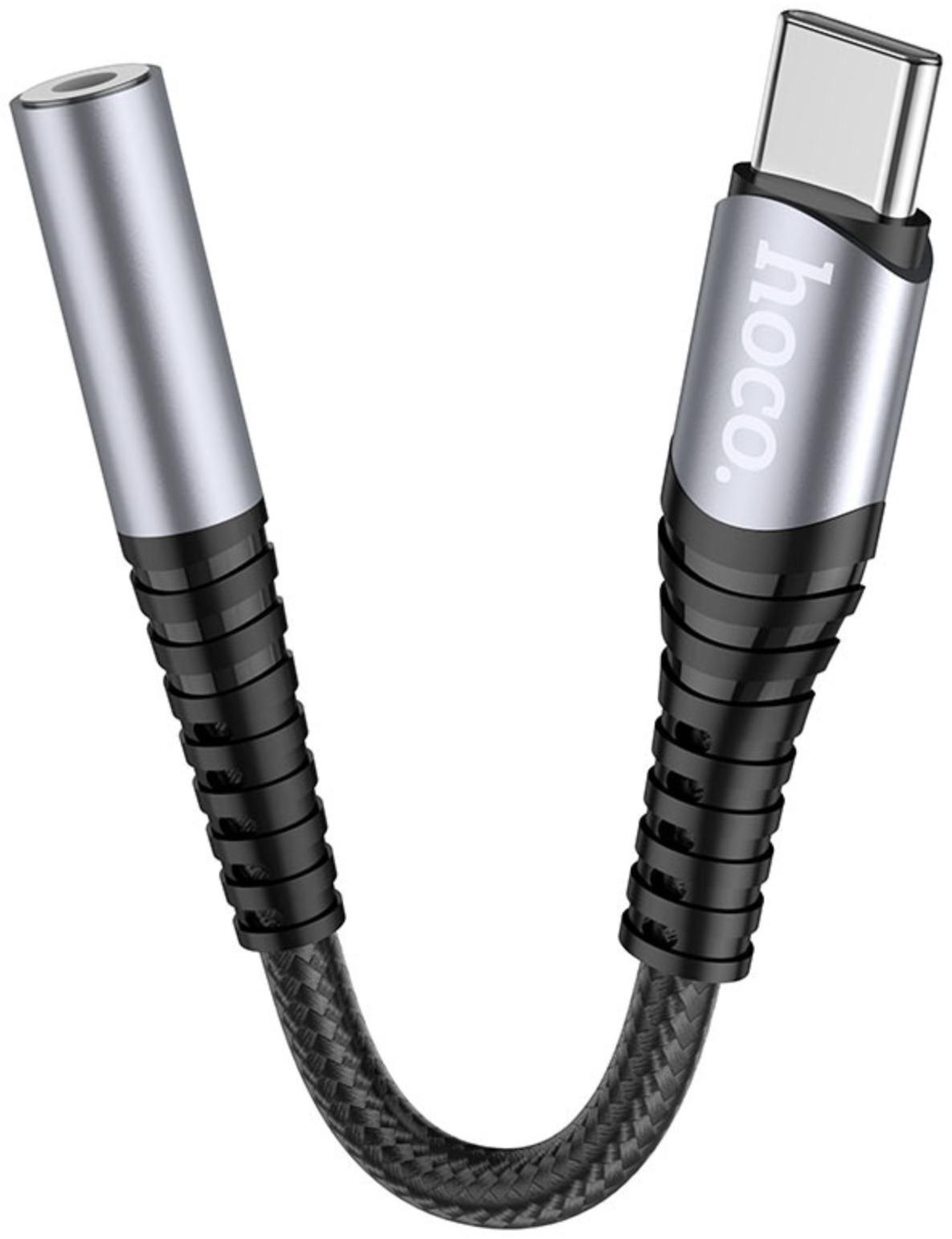 Адаптер Hoco LS33, Type-C (m) - jack 3.5mm (f), 12 см, серый