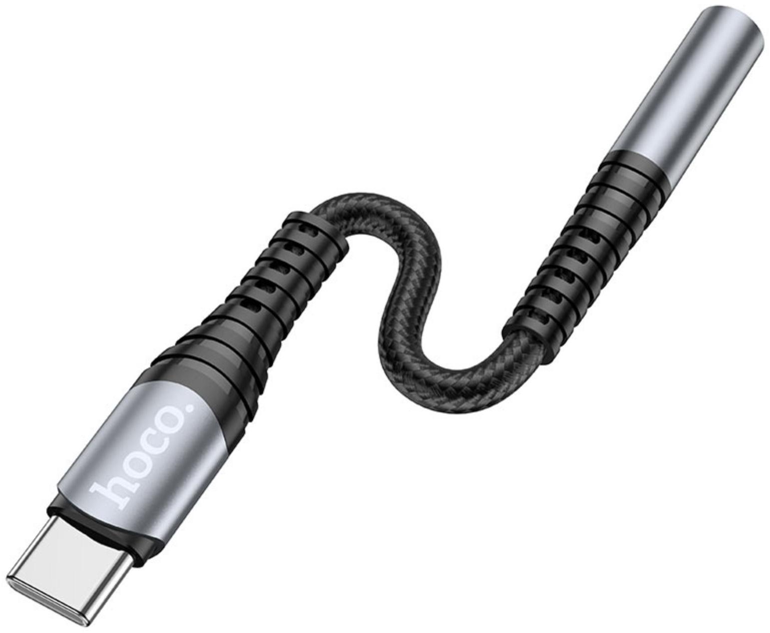 Адаптер Hoco LS33, Type-C (m) - jack 3.5mm (f), 12 см, серый