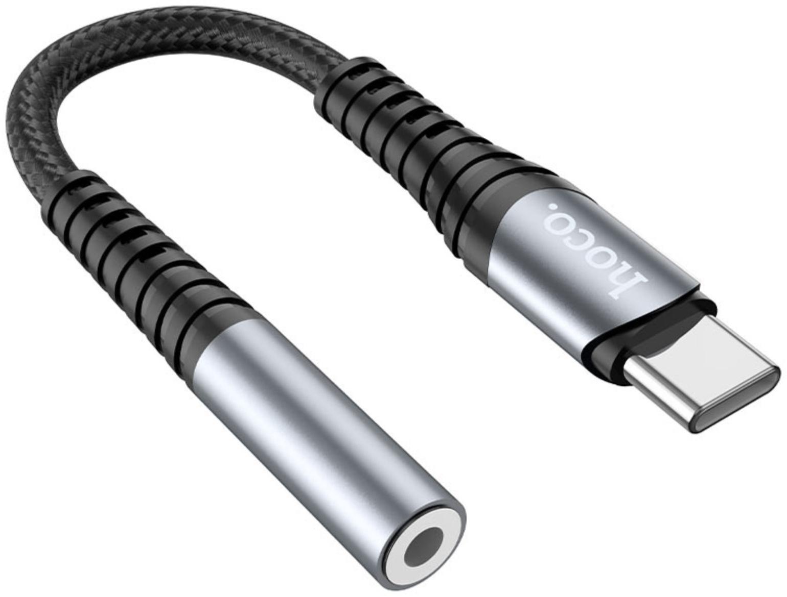 Адаптер Hoco LS33, Type-C (m) - jack 3.5mm (f), 12 см, серый