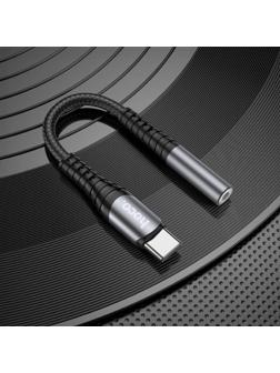 Адаптер Hoco LS33, Type-C (m) - jack 3.5mm (f), 12 см, серый