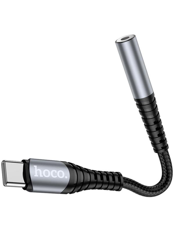 Адаптер Hoco LS33, Type-C (m) - jack 3.5mm (f), 12 см, серый