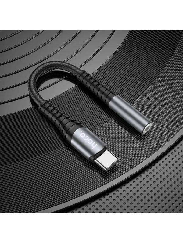 Адаптер Hoco LS33, Type-C (m) - jack 3.5mm (f), 12 см, серый