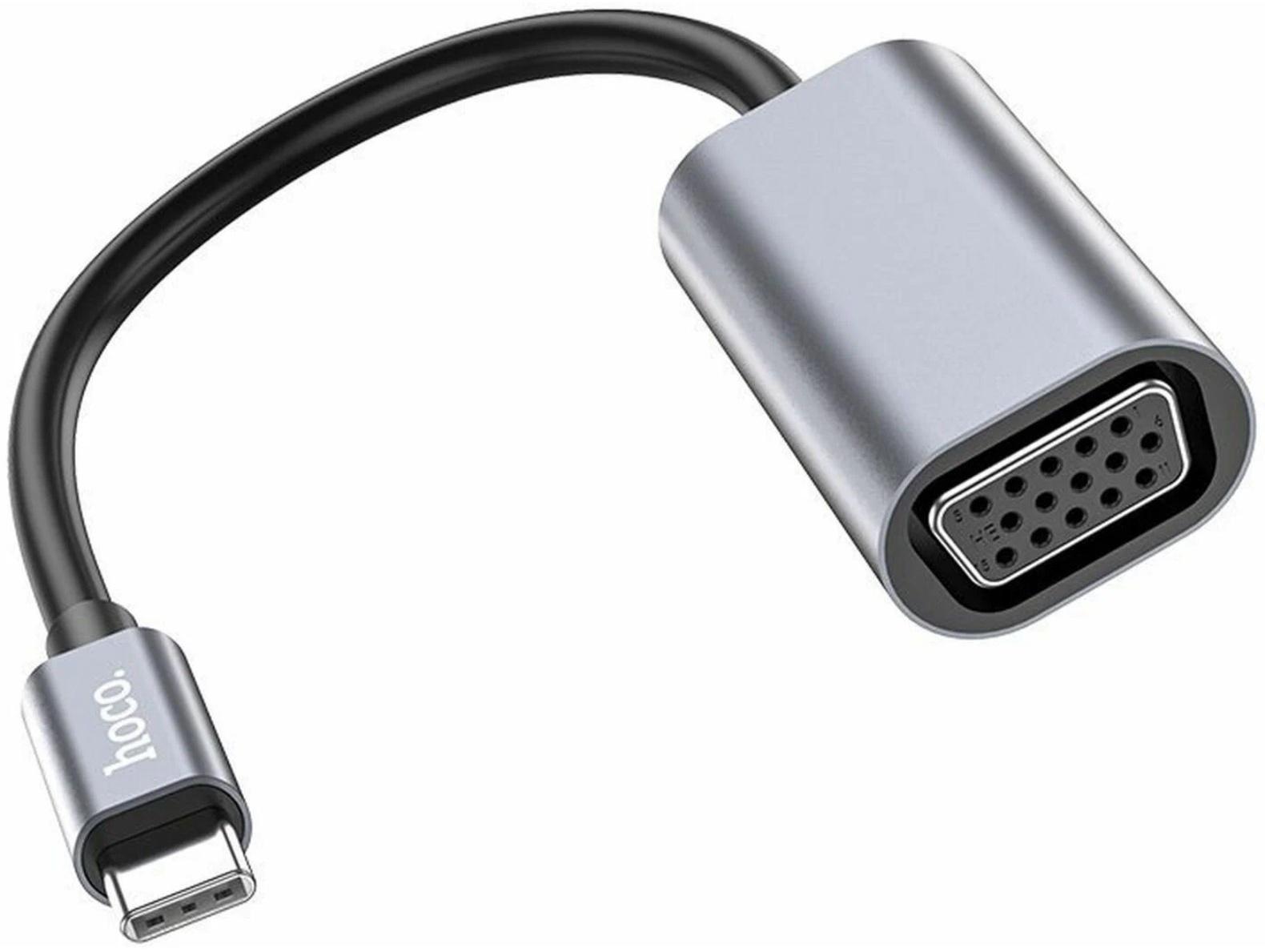 Адаптер Hoco UA21, Type-C (m) - VGA (f), 13 см, серый