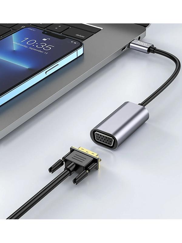 Адаптер Hoco UA21, Type-C (m) - VGA (f), 13 см, серый