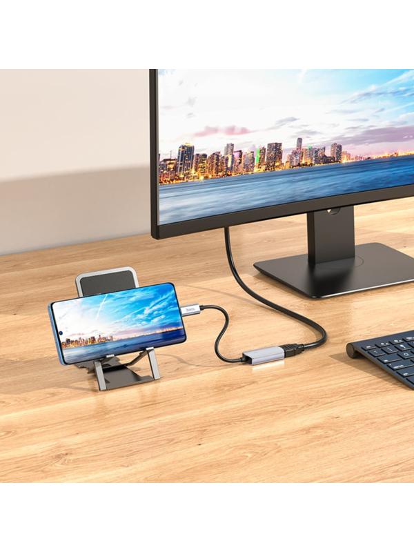 Адаптер Hoco UA20, Type-C - HDMI, 11,5 см, серый