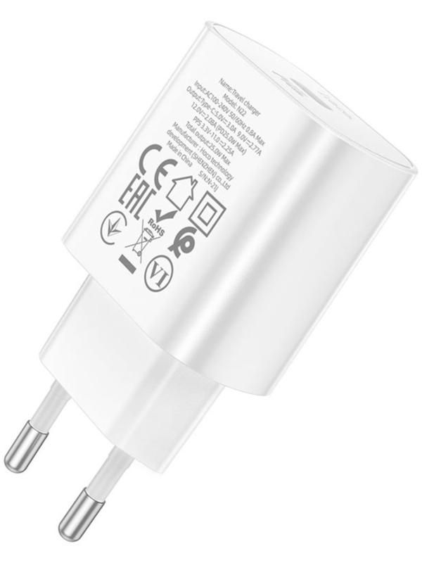 Сетевое зарядное устройство Hoco N22, 1 Type-C, 25 Вт, PD + QC, белое