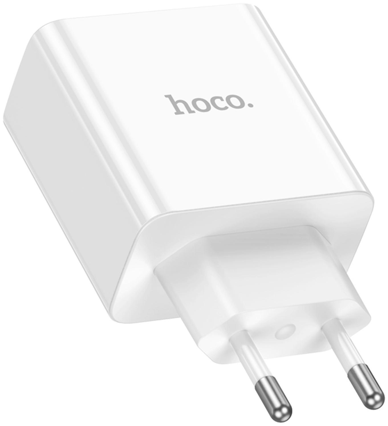 Сетевое зарядное устройство Hoco C108A, 2 Type-C, 35 Вт, PD + QC, белое