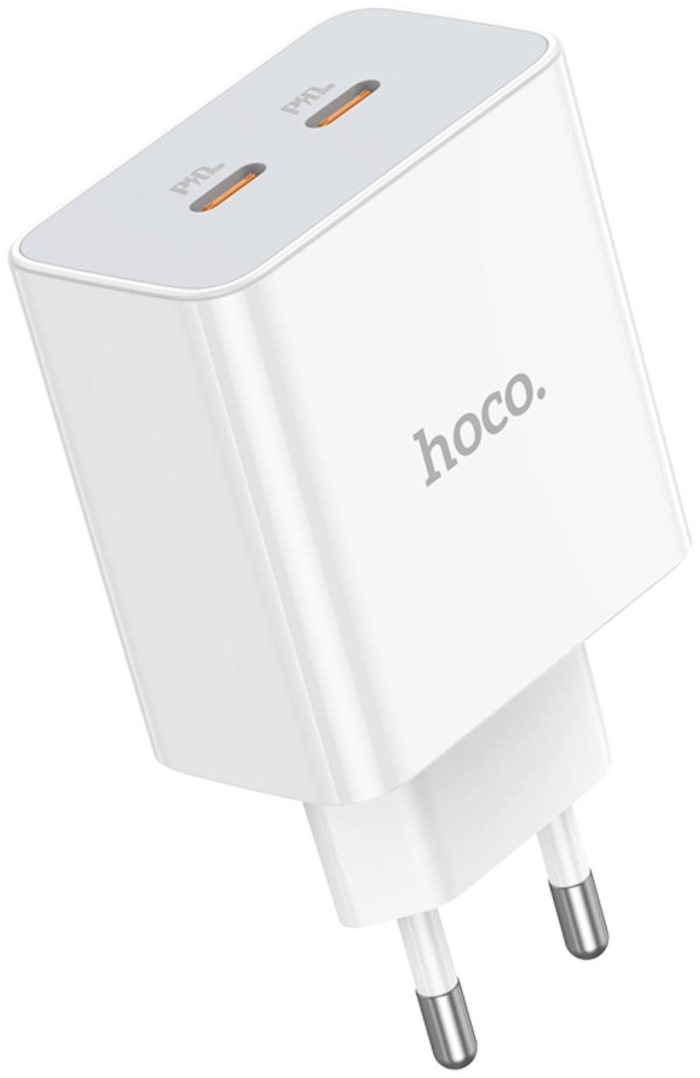 Сетевое зарядное устройство Hoco C108A, 2 Type-C, 35 Вт, PD + QC, белое