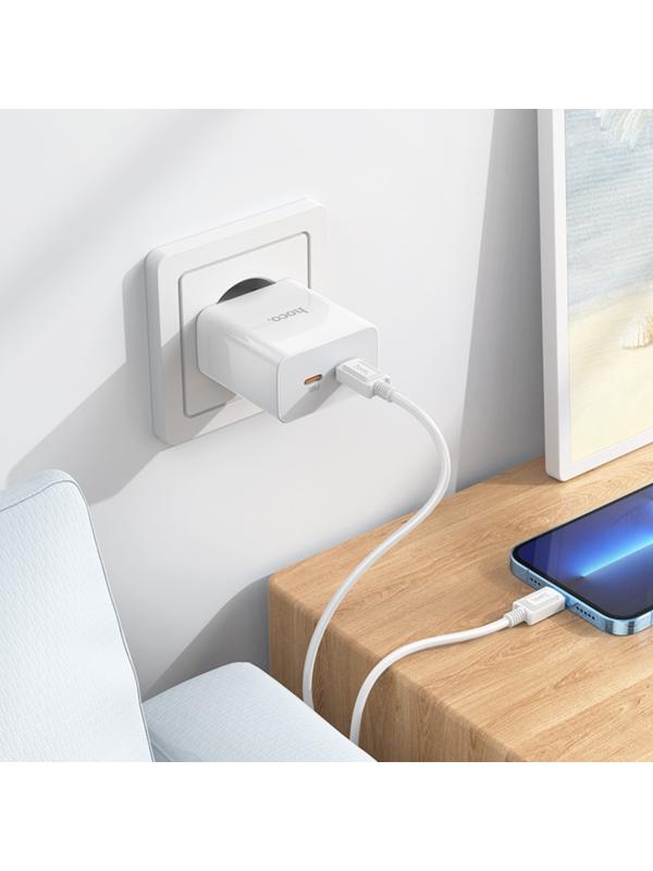 Сетевое зарядное устройство Hoco C108A, 2 Type-C, 35 Вт, PD + QC, белое