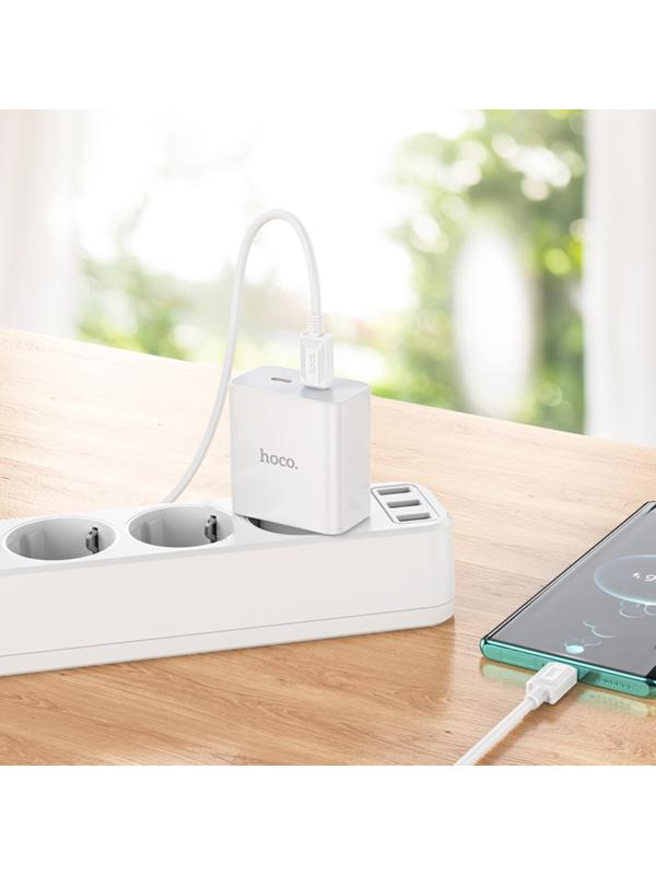 Сетевое зарядное устройство Hoco C108A, 2 Type-C, 35 Вт, PD + QC, белое