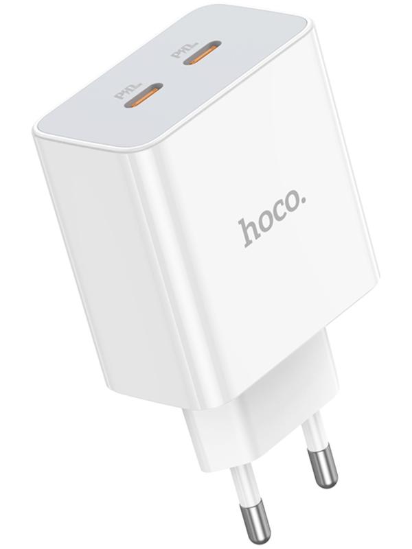 Сетевое зарядное устройство Hoco C108A, 2 Type-C, 35 Вт, PD + QC, белое