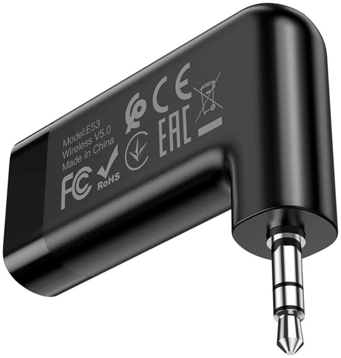 Адаптер Bluetooth Hoco E53, беспроводной, Bluetooth 5.0, 3.5 мм, 145 мАч, чёрный