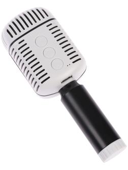 Портативный караоке микрофон, 5 Вт, 1200 мАч, бело-черный