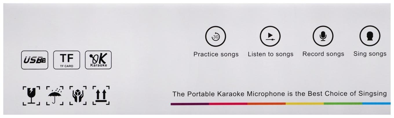 Портативный караоке микрофон, 5 Вт, 1200 мАч, LED, розово-белый