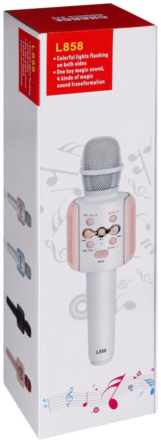 Портативный караоке микрофон, 5 Вт, 1200 мАч, LED, розово-белый