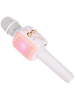 Портативный караоке микрофон, 5 Вт, 1200 мАч, LED, розово-белый