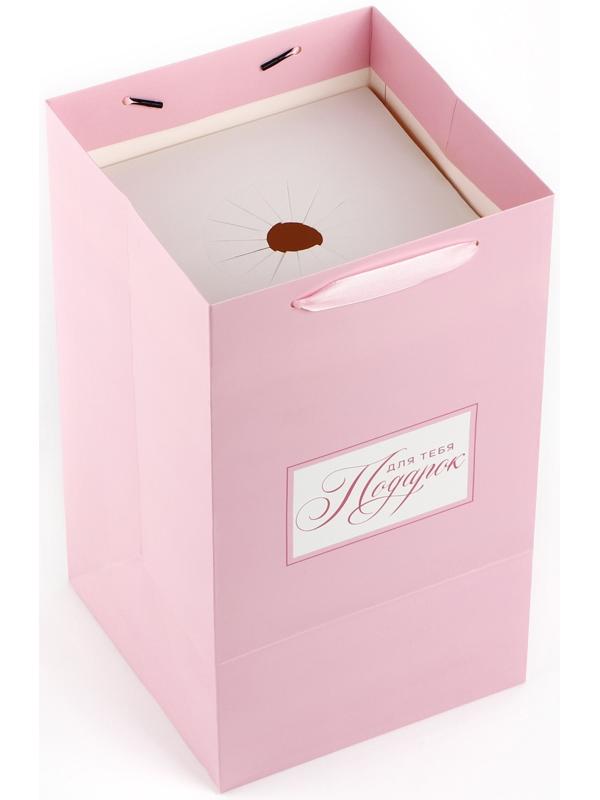 Переноска для цветов с вкладышем для фиксации, «Подарок для тебя», розовый, 35 х 20 х 20 см