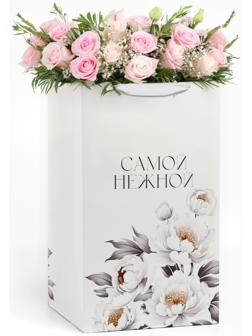 Переноска для цветов с вкладышем для фиксации, «Самой нежной», белый, 35 х 20 х 20 см