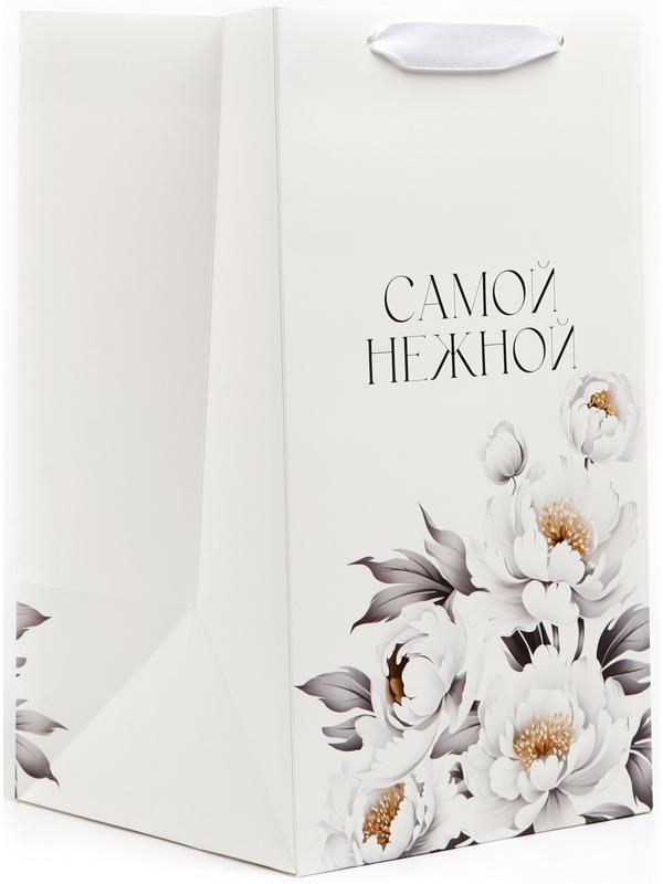 Переноска для цветов с вкладышем для фиксации, «Самой нежной», белый, 35 х 20 х 20 см