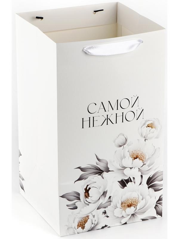 Переноска для цветов с вкладышем для фиксации, «Самой нежной», белый, 35 х 20 х 20 см