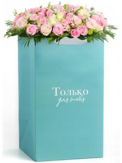 Переноска для цветов с вкладышем для фиксации, «Только для тебя», тиффани, 35 х 20 х 20 см